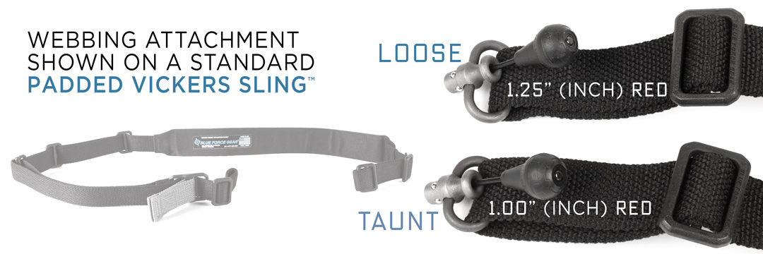 Size comparison of RED 1-inch and 2-inch for sling webbing hardware attachment