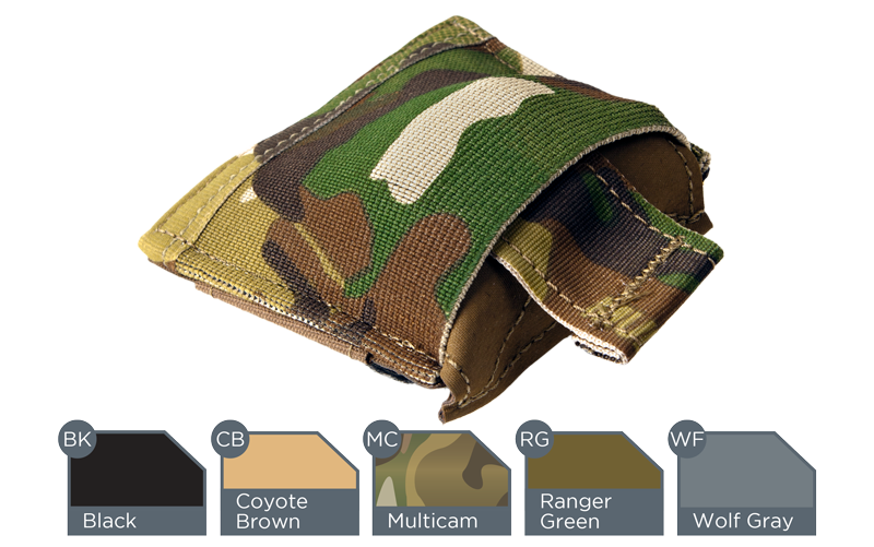 The pouch comes in brown, green, camo, gray and black