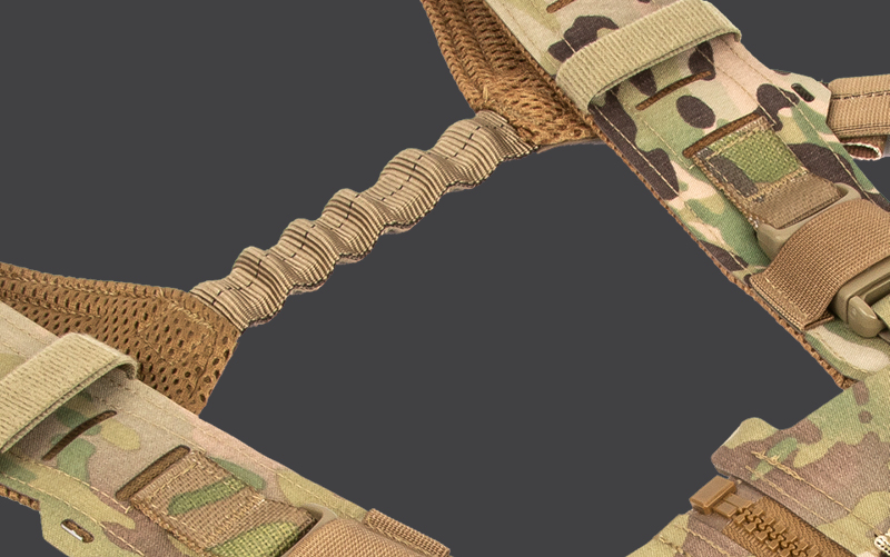 Chest rig feature which allows for more flexibility